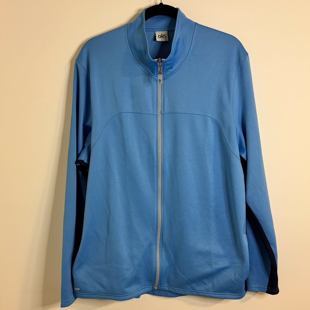 Alo Yoga CoolFit Blue Zip Up Athletic Sweater XL Lightweight Activewear